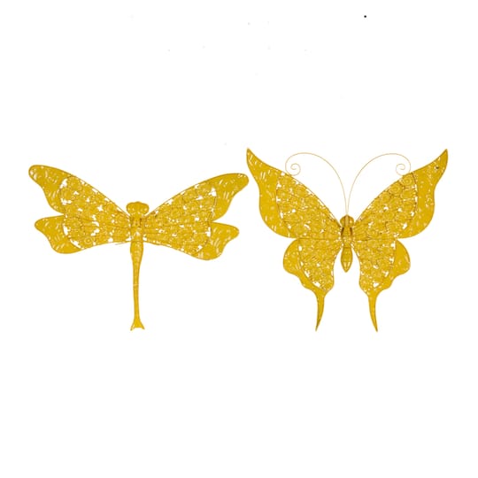 Set of 2 White Metal Farmhouse Garden Wall Decor, 25", 27"